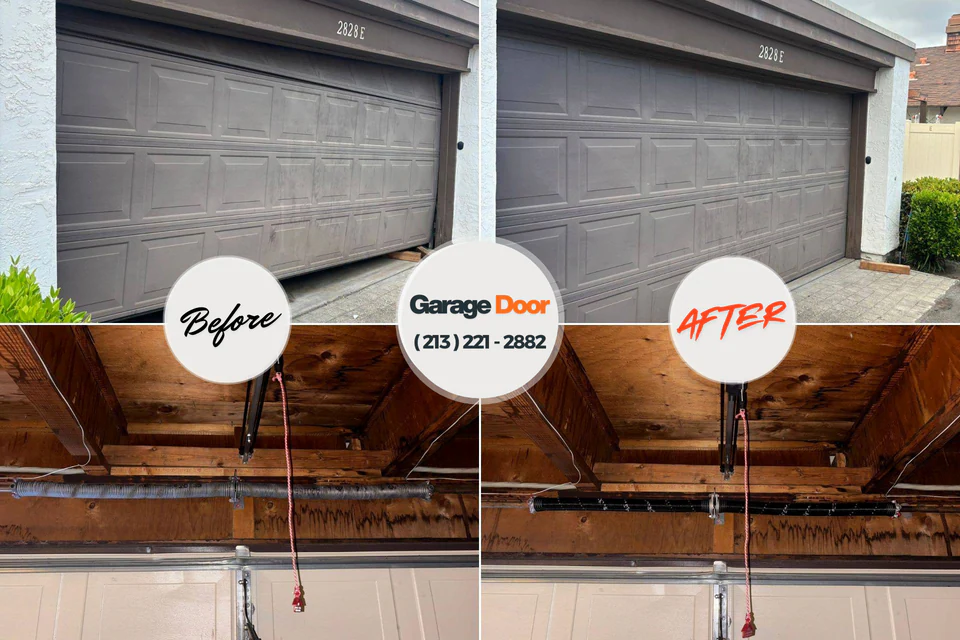 Before and after: garage door repair Junction City, OR